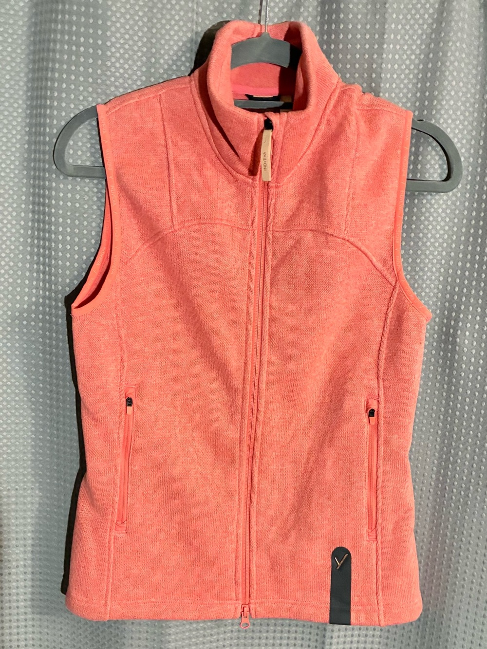 Indyeva Womans Polartec Fleece Vest Sz SP Coral Full Zip Pockets Logos Outerwear